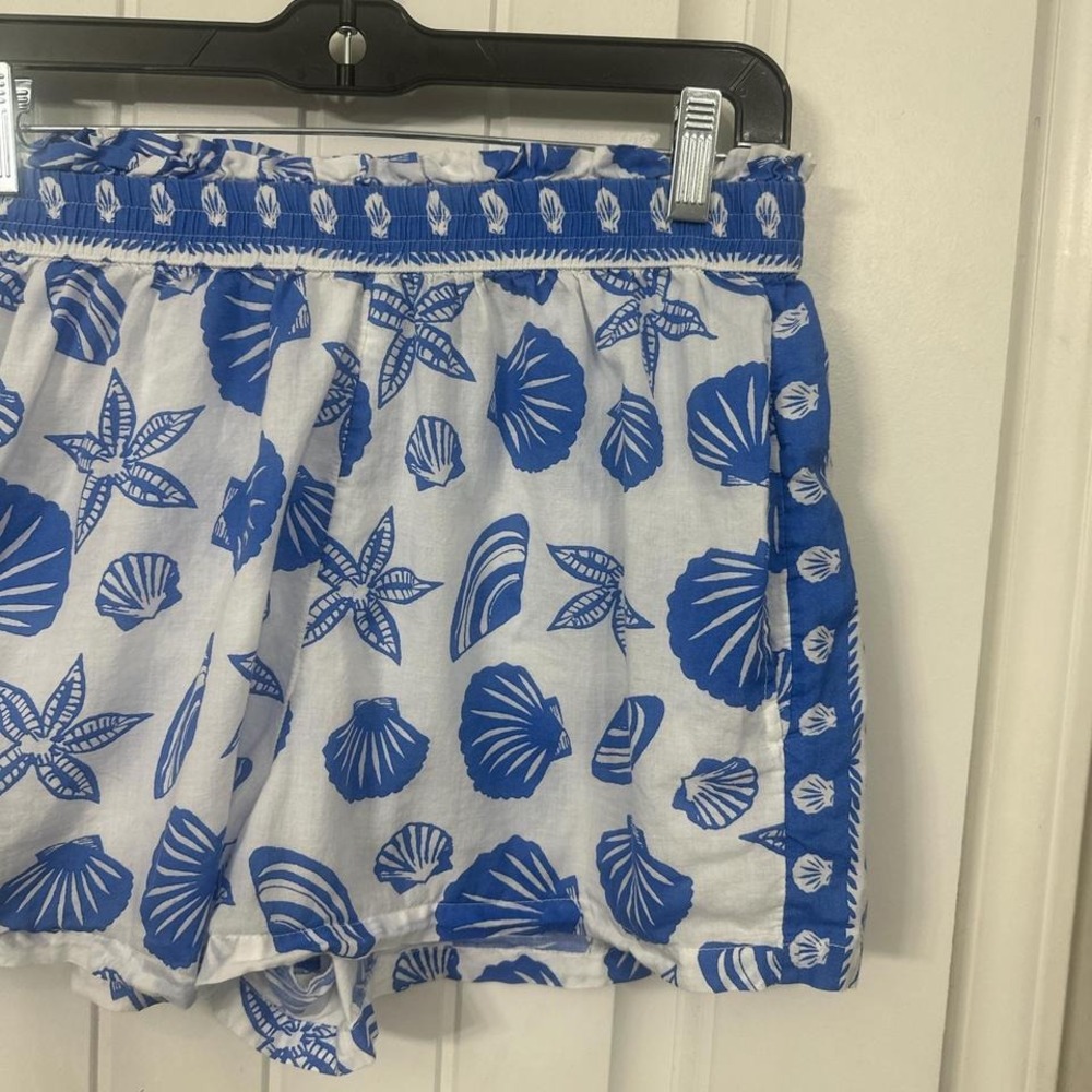 Calypso St. Barth Blue Seashell Cotton Sleep Shorts Size Medium - Picture 2 of 6